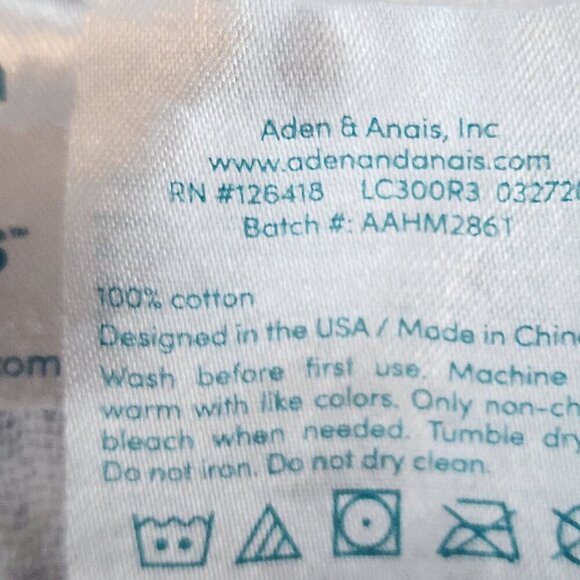 Aden + Anais muslin baby blanket swaddle white / monkey print - Picture 4 of 5